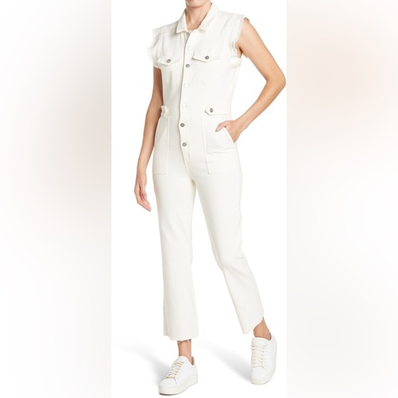 Joe's Jeans Joes Silvia Sleeveless Cropped Denim Jumpsuit size large - Picture 1 of 6